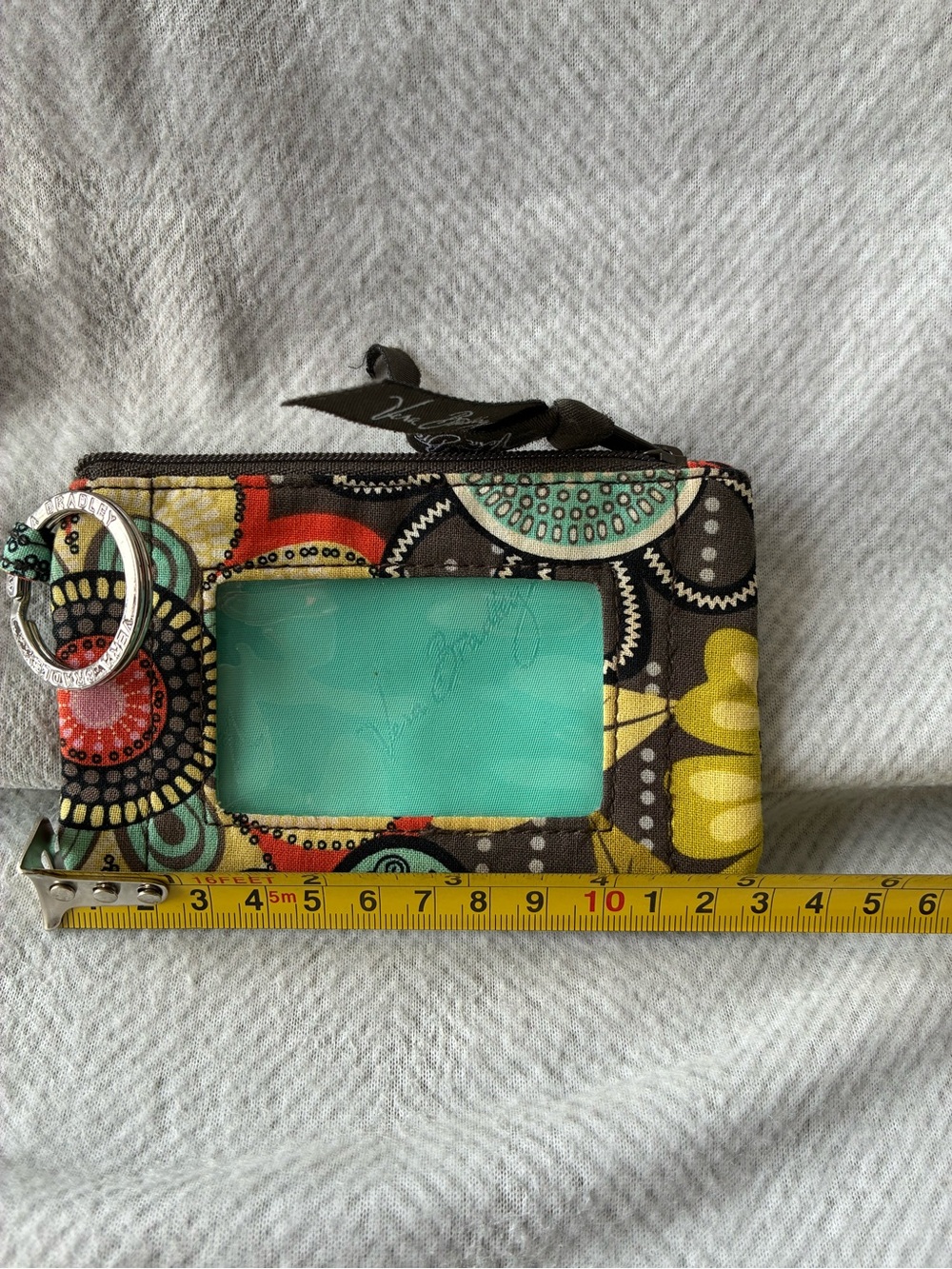 Vera Bradley Mint Floral Quilted Wristlet with Brown Trim - Picture 2 of 4